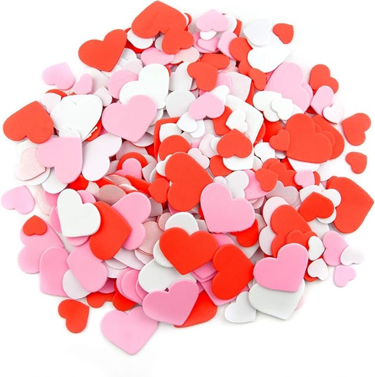 600PCS Foam Heart Stickers – Self-Adhesive EVA Heart Shape Foam Stickers (Assorted Sizes 0.63–1.57 Inch, 3 Colors) for Valentine’s Day Crafts, Wedding Decorations, Scrapbooking, Card Making & DIY Home Decor